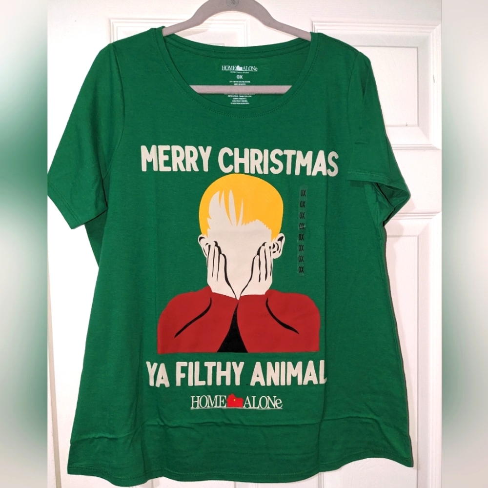 HOME ALONE holiday plus size green shirt